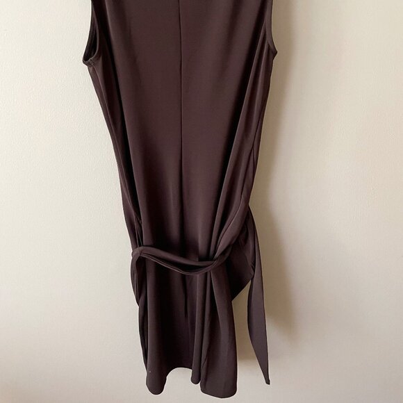 NWT By Anthropologie Short-Sleeve Belted Sash Mini Dress in Dark Brown XS & XL - Picture 10 of 10